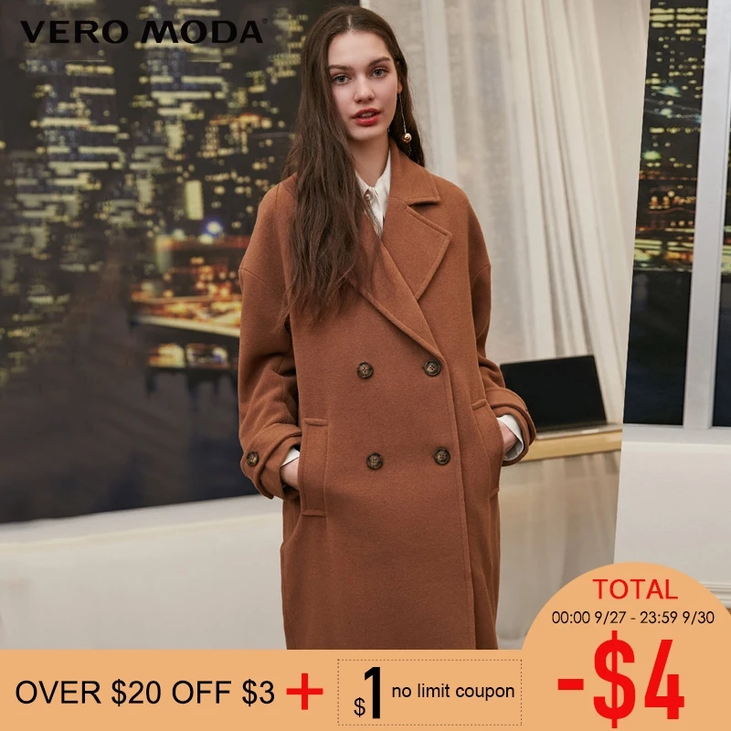 

Vero Moda 2019 autumn Winter Lapel Collar double-breasted wool coat | 318327564