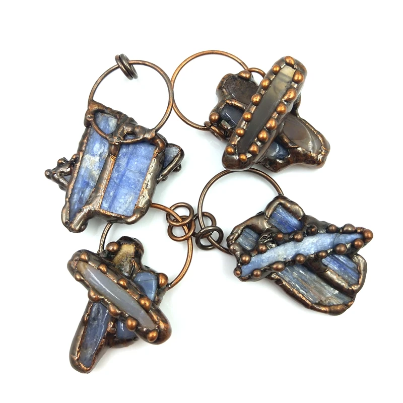 

Кулон с голубым кианитом в богемном стиле, подвески с старинным медным покрытием, Винтажный дизайн, подвески для женского ожерелья «сделай сам», ювелирные изделия