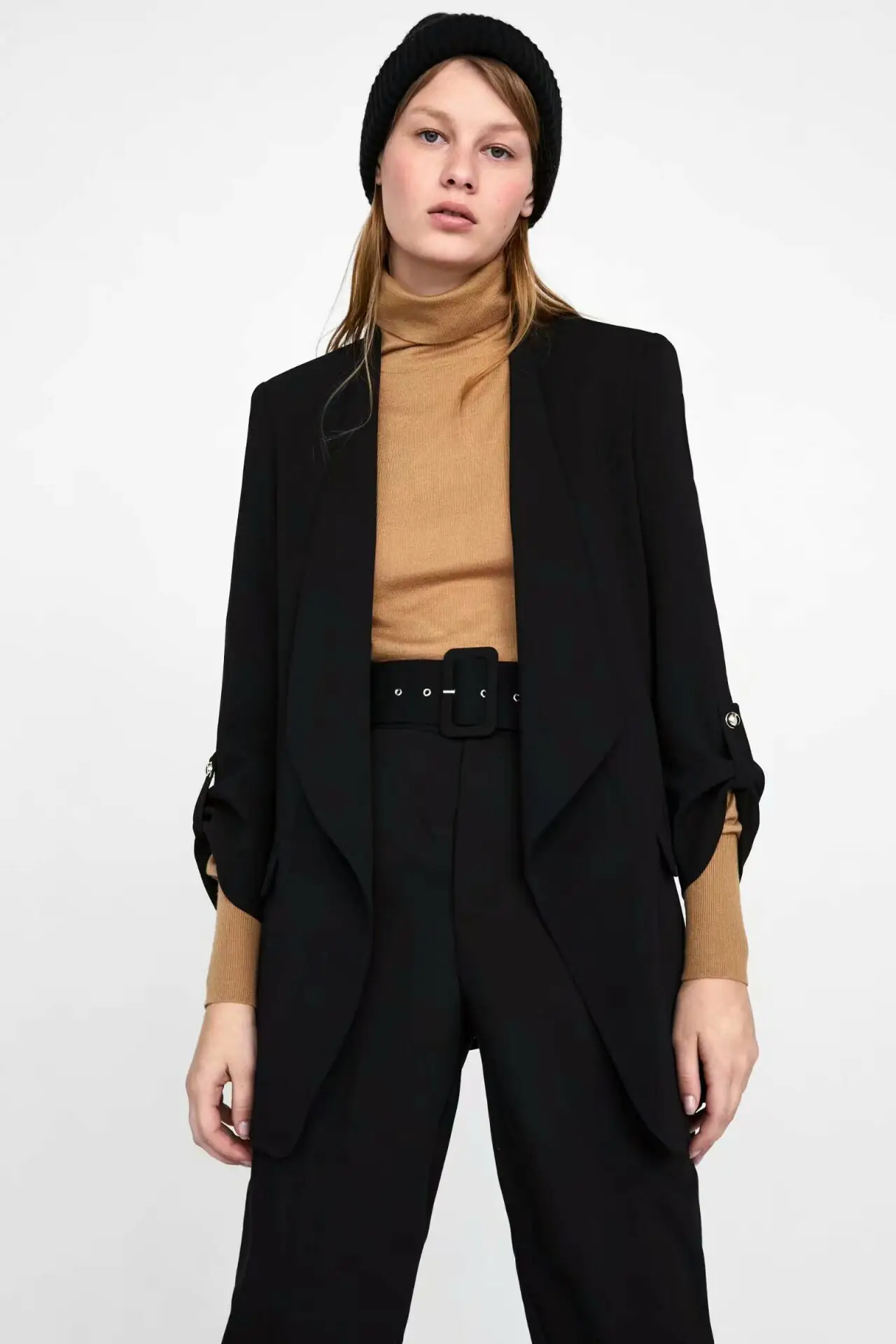 

Western Style 2019 Spring New Style Solid Color Suit Collar Long Sleeve Slim Fit Small Suit WOMEN'S Coat D2485