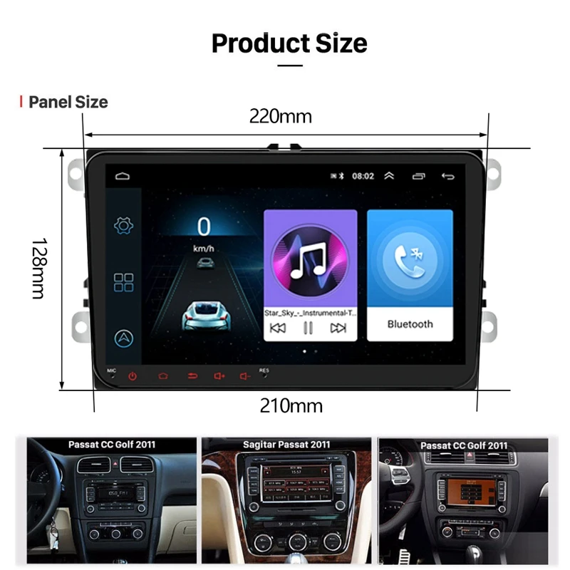 2 Din 9 дюймов для Android 8,1 автомобильный DVD мультимедийный плеер 1G+ 16G gps навигация wifi Bluetooth аудио плеер для-Volkswagen Skoda Oc