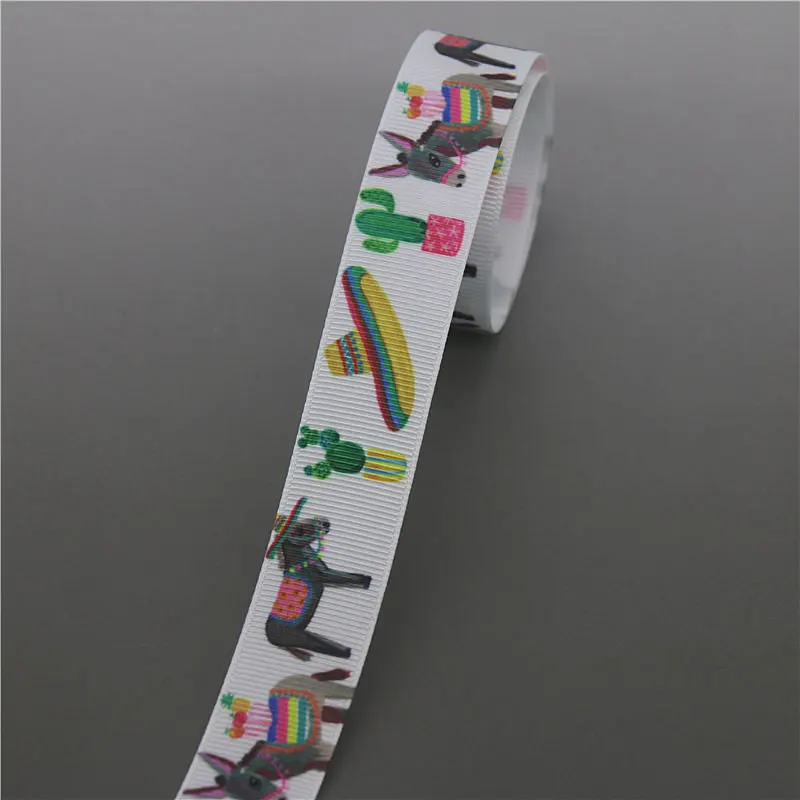 DHK 5 ярдов Llama кактус напечатанный Grosgrain ленточный аксессуар Hairbow головной убор украшение «сделай сам» оптом OEM C1748