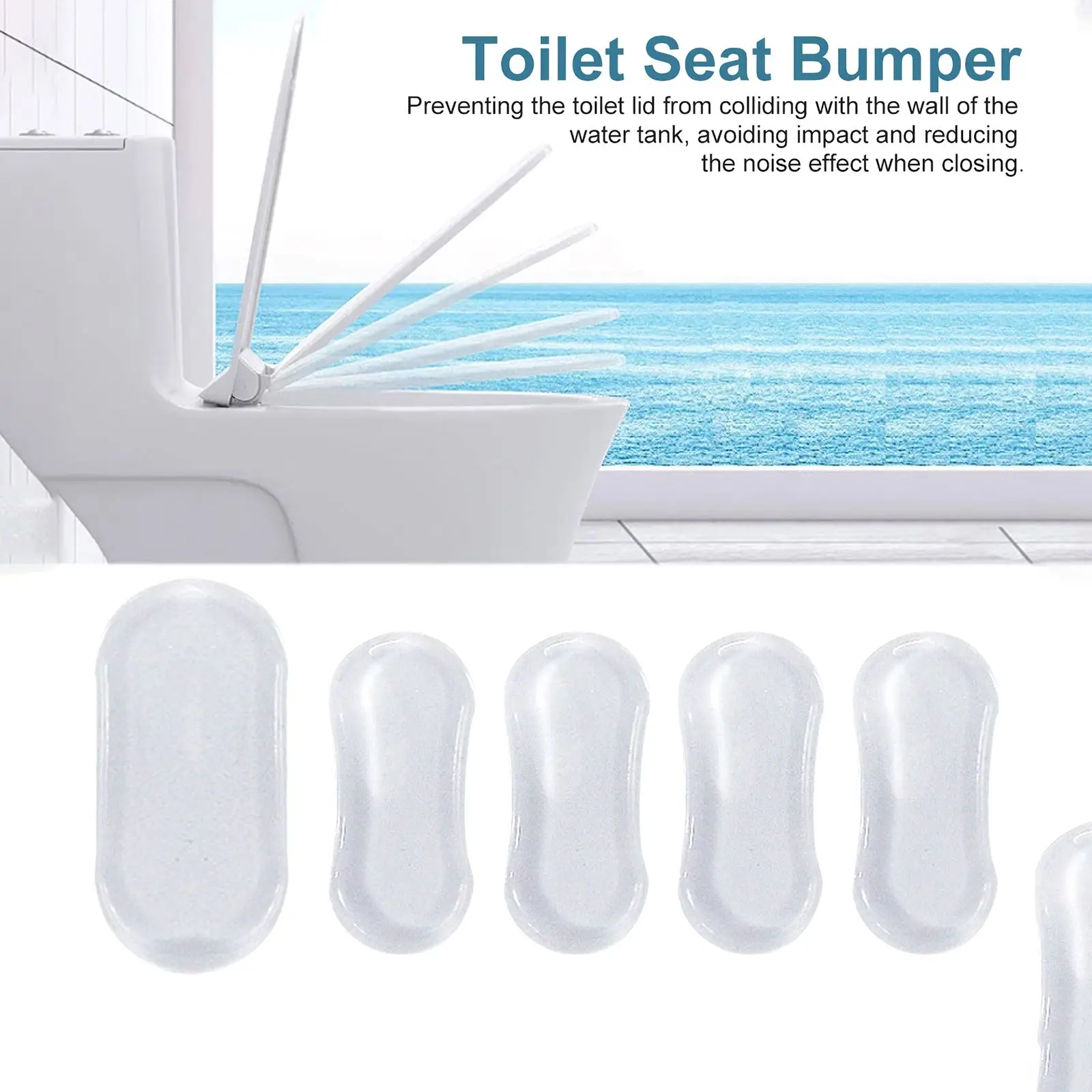 5pcs Bathroom Transparent Silicone Toilet Seat Bumper Buffer Pads Universal Shockproof Strong