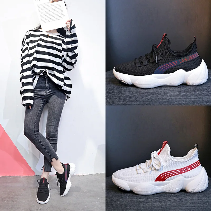 

2019 Spring And Summer New Style Thick Bottomed Shallow Mouth Fly Weaver Shoes Fashion Breathable Women's Casual Single Shoes Hi