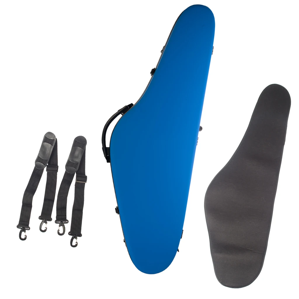 

4/4 Full Size Durable Violin Hard Case Box with Hygrometer Suspension, 2 Carry Strap Frosted Blue