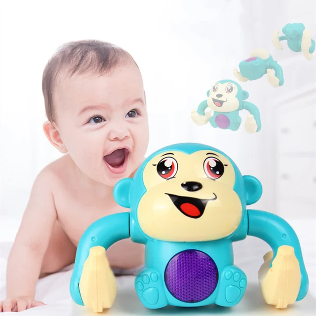 Electric Baby Toys Tumbling Rolling Monkey Light Music Puzzle Voice Control Cartoon Kids Toys Early Educational Toys Infant Gift 2
