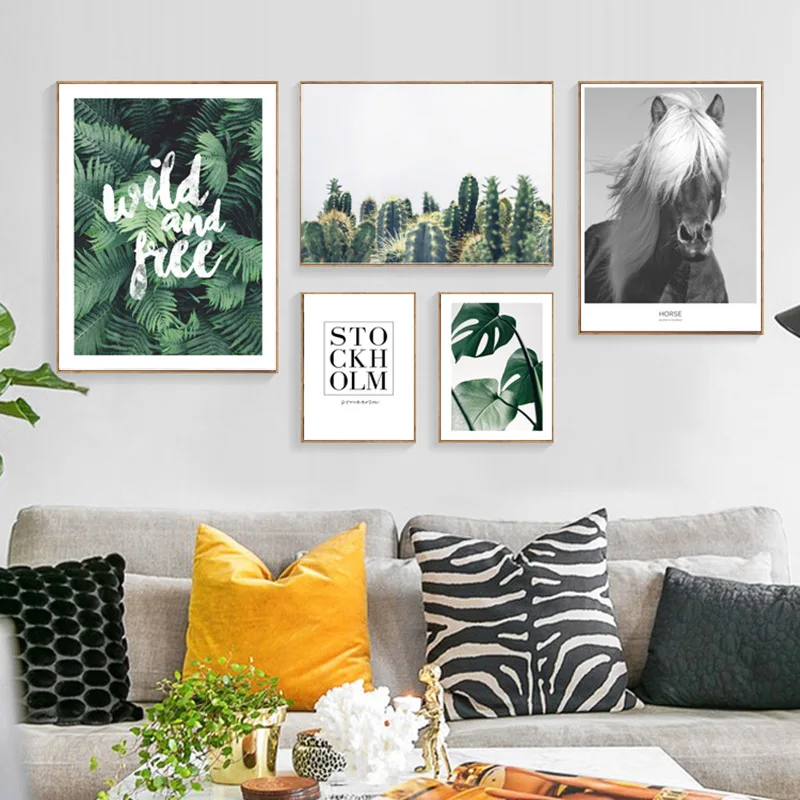 

Nordic plants Leaf Posters And Prints Cactus Decor Wall Art Canvas Painting Cuadros Decoracion Lienzos Decorativos Unframed