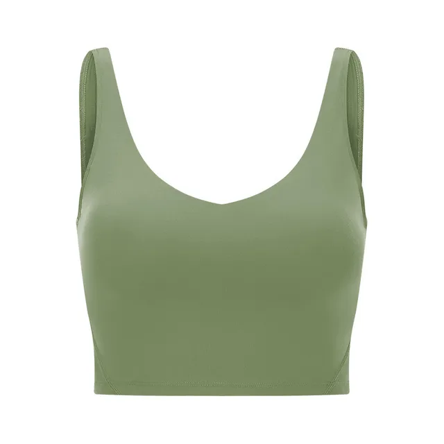 Hot Selling Wholesale Pop Women Sports Bra Tight Gym Crop Top Yoga Vest Shockproof With Chest Pad High Strength Fitness Clothing Matcha