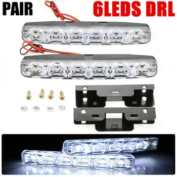 

1 Pair Fog light Auto Universal 6-LED Daytime Running Lights DRL Lamp 6000K
