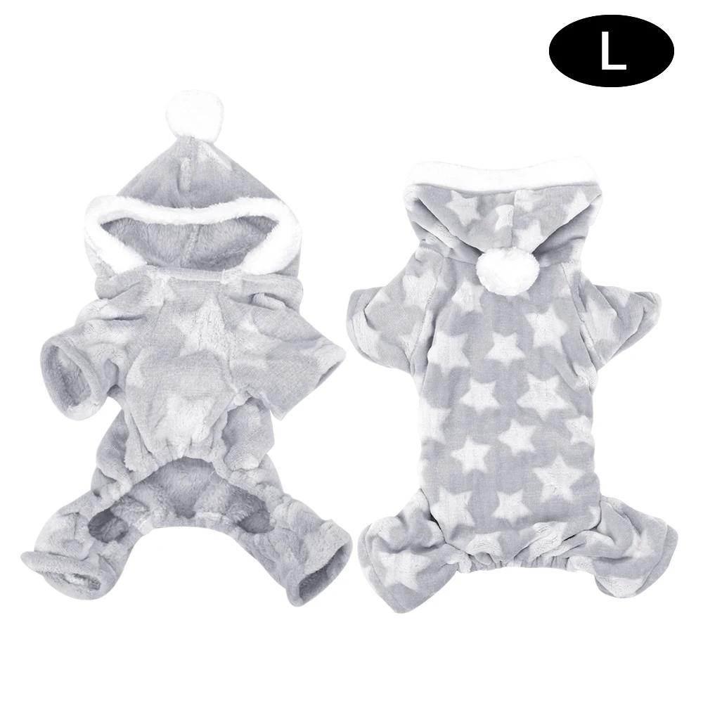 gray L Флисовая одежда для отдыха для щенков чихуахуа, Коралловое флисовое зимнее пальто, комбинезон, пижама с капюшоном, мягкая теплая одежда для домашних животных - Цвет: gray L