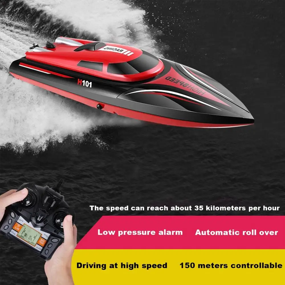 

2020 New H101 Speed Boat 2.4GHz 4CH RC Remote Control High Speed Boat Racing with LCD Display Toys Gift for Children Kids