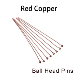 Gold Plated Ball Head Pins for Jewelry Making - 100-200 Pieces, Various Lengths (Red Copper 02)