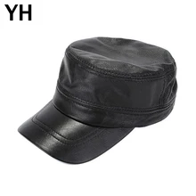 Новинка Осень-зима, мужские шапки из натуральной кожи в стиле милитари, мужские теплые мягкие шапки из натуральной овечьей кожи, бейсбольная кепка s из натуральной кожи