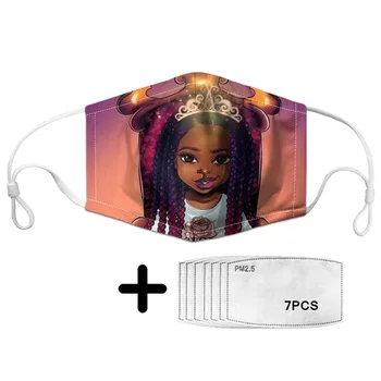 

2020 Hot Theme Afro African Girls Prints Masks with PM2.5 Filter Dust Face Mouth Masks Women Facial Cover Masque Custom Design