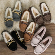 Tayunxing/Женская обувь ручной работы из натуральной кожи; зимние сапоги без застежки; обувь на плоской подошве из овчины на низком каблуке; удобная теплая зимняя обувь; коллекция 5612 года Снегоступы