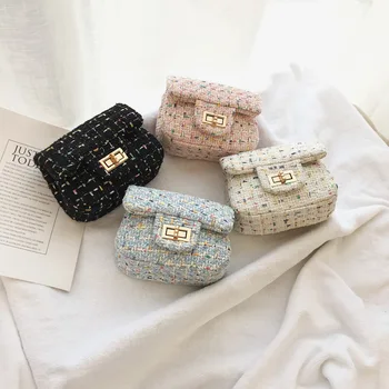 

2020 Casual Mini Woolen Small Girl's Cross body Bag Cute Brand Designer Shoulder Bag Chain diagonal shoulder bag