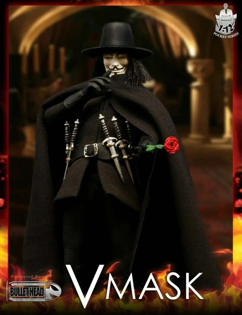 Коллекция 1/12, цилиндрическая голова BH004 1/12 VMASK V для вендетты, Мужская фигурка, набор, экшн-фигурка, модель, игрушка, подарок для фанатов