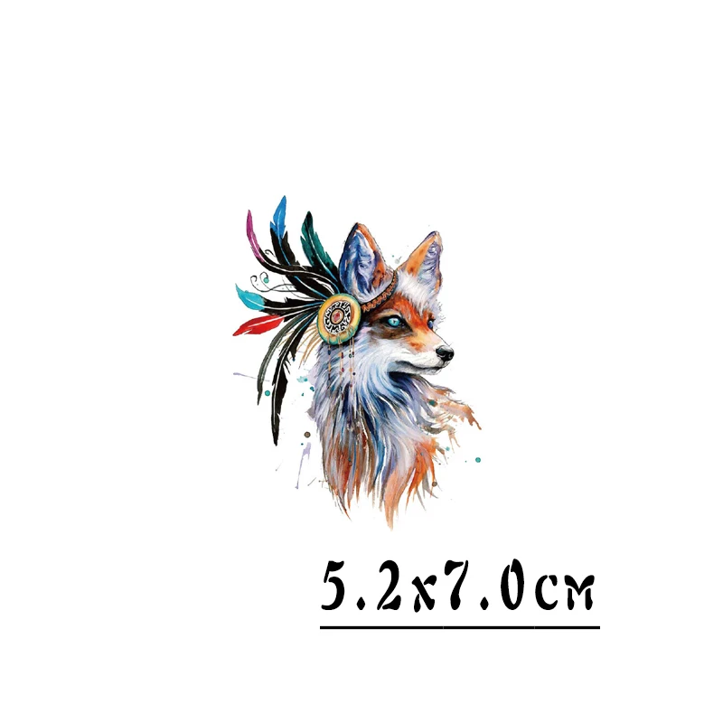 Цветной рисунок лисы DIY патч украшение одежды Сублимация теплопередача Наклейка на мешок печать футболка - Цвет: fox-2