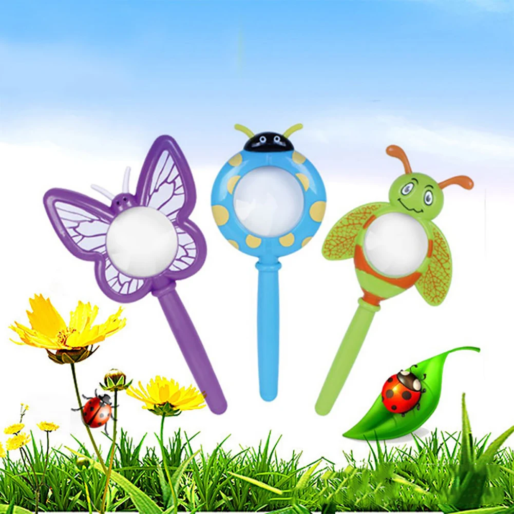 Мультфильм ручной ребенок лупа для насекомых стекло с жучком инструмент детектива проводника дети обучающая игрушка Божья коровка бабочка
