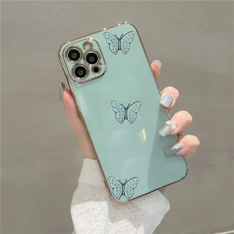 Мягкая задняя крышка с 3D бриллиантовыми бабочками для Vivo Y50 Y30 Y20 Y15 Y12 Y83 Y85 Y93 X20 X27 Pro