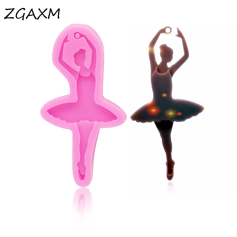 LM1025 Shiny Ballerina Girl Epoxy Silicone Molds Pendant Keychain Jewelry Making Chocolate Cake Baking Gadgets New | Дом и сад