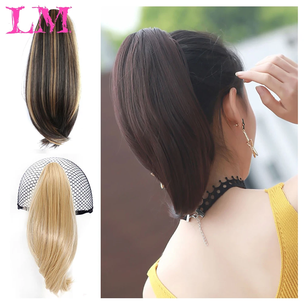 

LiangMo Synthetic Women Claw on Ponytail Clip in Hair Extensions straight Pony Tail Hairpiece Black Brown Blonde Hairstyles h