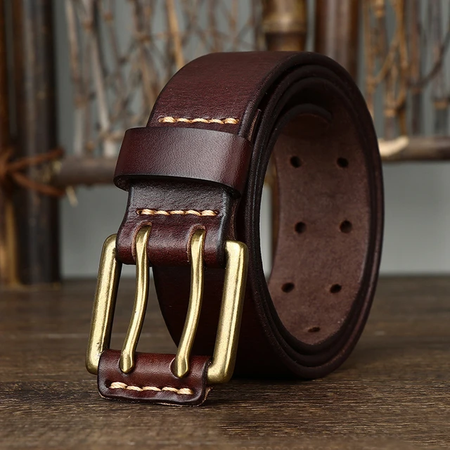3.3CM Real Genuine Leather Belt Fashion Men High Quality Luxury Designer  Belts Men Copper Buckle Male Jeans Strap For Man Cowboy