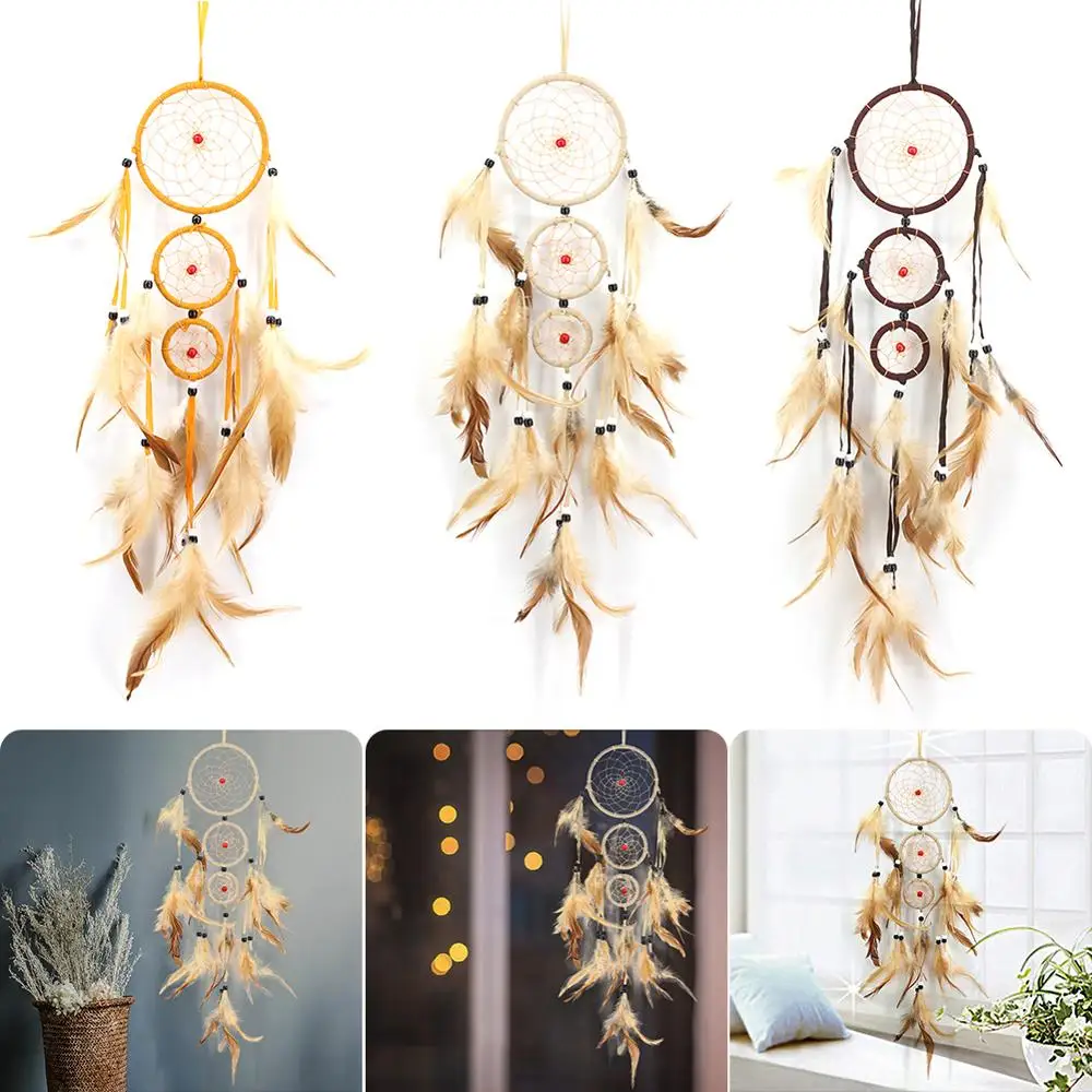 

Handmade Retro Dream Catcher Net with Feathers Wall Hanging Decoration Ornament Vintage Home Catcher Circular Dreamcatcher