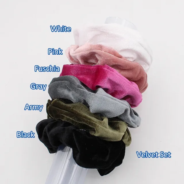 6pcs/lot Fashion Women Girls Silky Satin Hair Scrunchies Solid Stretch Elastic Hair Tie Simple Elegant Rubber Band Ponytail Tie MIX13