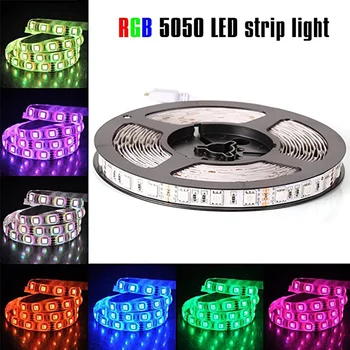 

5/10 M LED Strip Light RGB Waterproof SMD 5050 12V RGB LED Light String Diode Flexible Ribbon Contoller+Adapter Plug for bedroom
