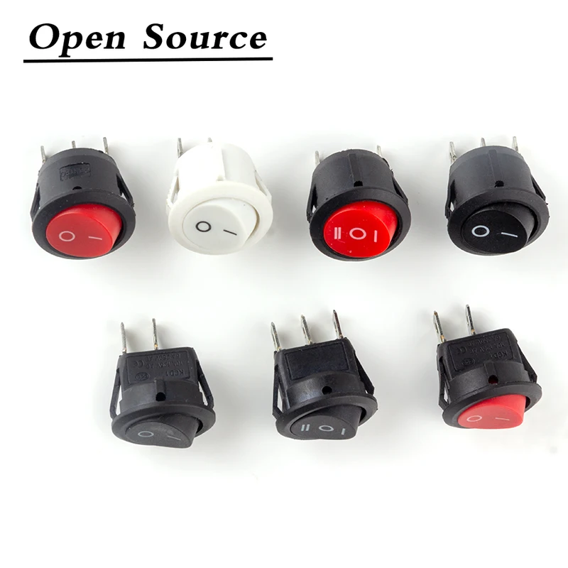 KCD1 2Pin 3Pin 20mm on-Off on-Off-On SPST Round Rocker Switch 10A/250V Push Button Switch Self-locking/Latching 5/10Pcs rocker switch