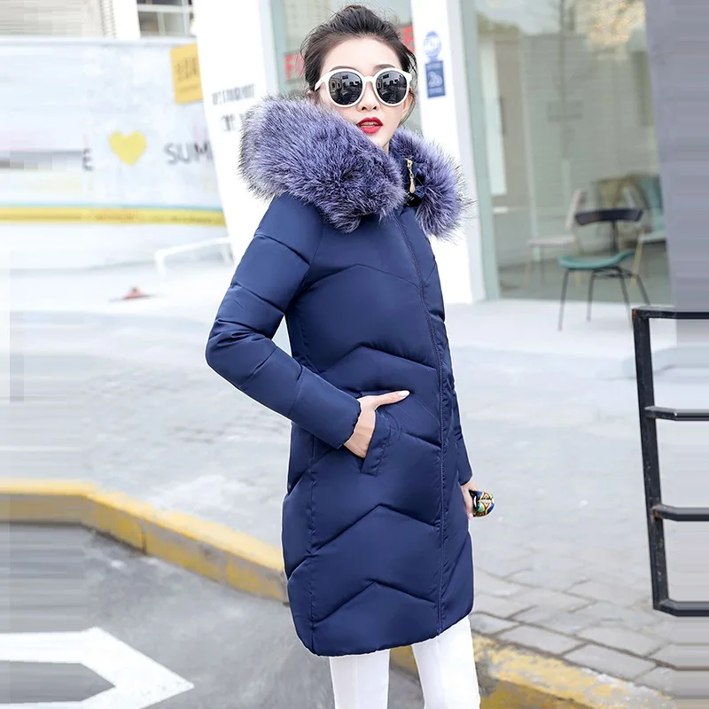 Зимняя куртка женская Большая Меховая парка с капюшоном длинное пальто из хлопка Женское зимнее пальто женские теплые утолщенные куртки Feminina Inverno