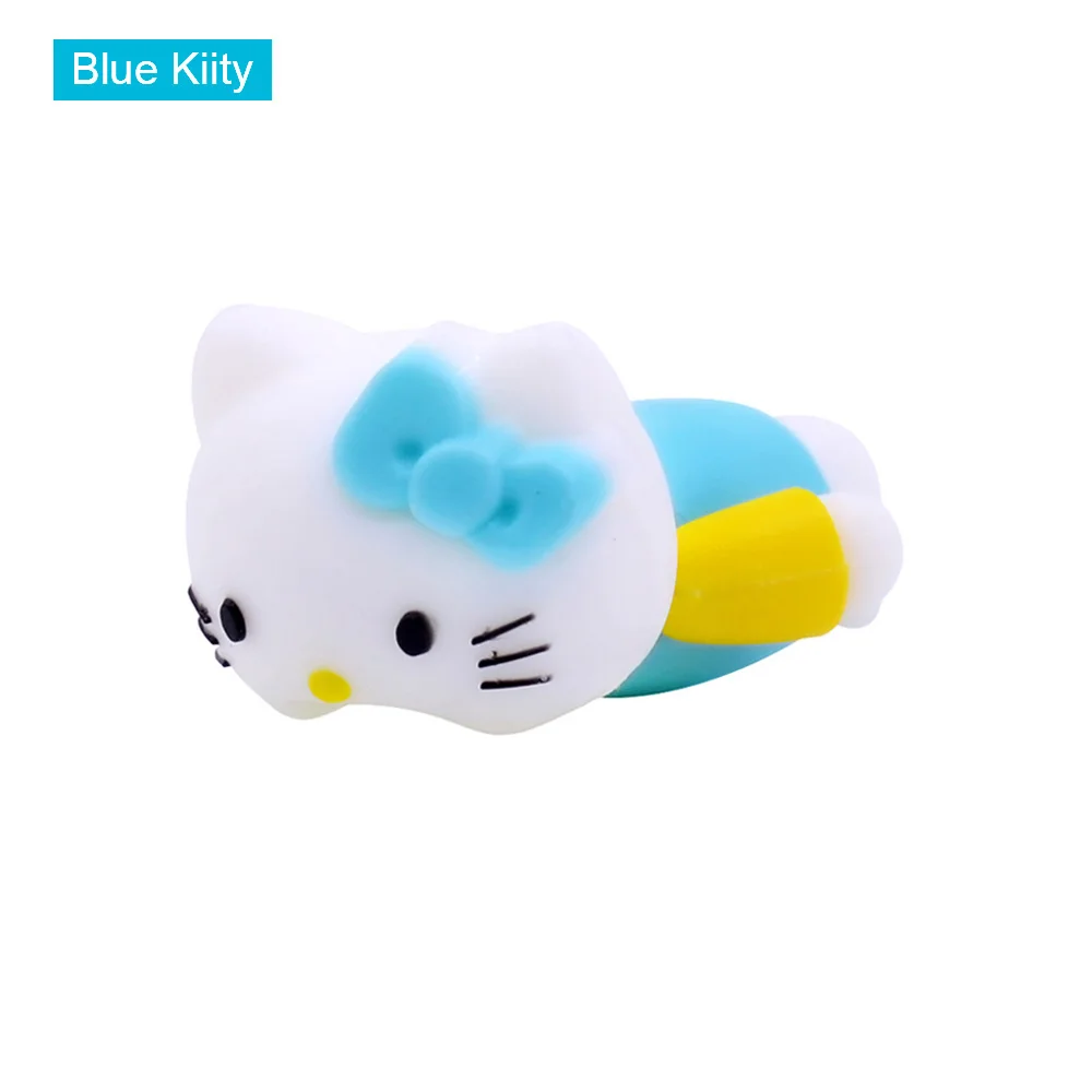 Blue Kiity CHIPAL животных кабель протектор провода намотки органайзер для usb-кабель для iphone мультфильм супергерой Русалка укуса чомперы держатель телефона - Цвет: Blue Kiity