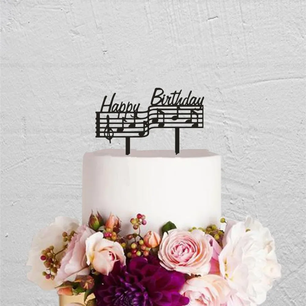 Забавный торт на день рождения Топпер деревянный с днем рождения музыкальная нота торт украшение Дети Уникальный День рождения подарки поставки