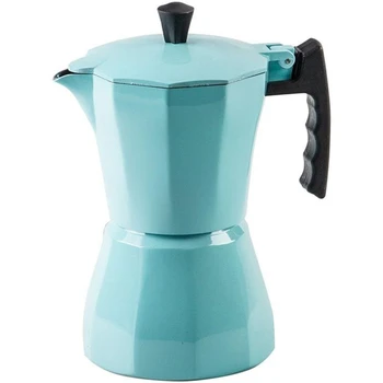 

Italian Aluminum Coffee Maker Moka Espresso Percolator Countertop Pot 300ML Stovetop Kitchen Tools-Blue