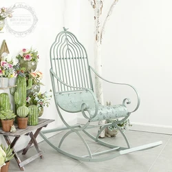 GY – chaise à bascule en fer pour loisirs et activités en plein air, siège simple, pour balcon, cour, pays américain, Art rétro 