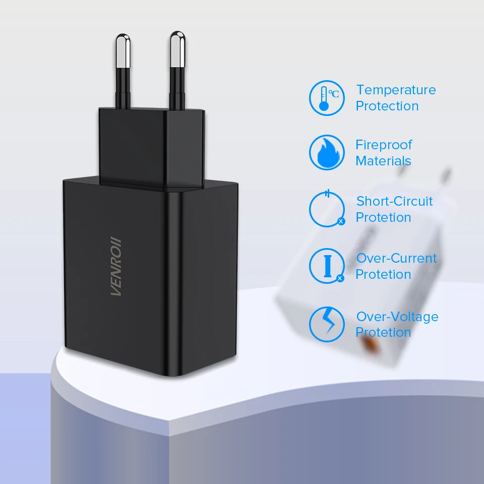 Venroii USB зарядное устройство 5V3A Qualcomm Quick Charge QC3.0 портативный мобильный телефон быстрое зарядное устройство для iPhone X 11 для samsung Xiaomi Redmi