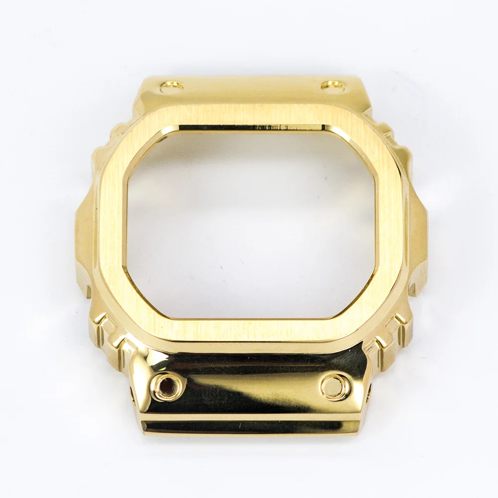 DW5600 5610 часы набор ремешок для часов ободок обновление модификация Металл 316L Нержавеющая часы аксессуары - Цвет ремешка: Gold Case