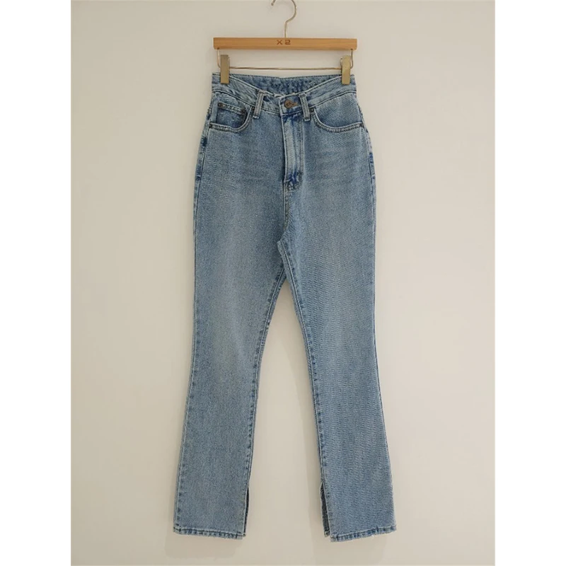 2019 Autumn Fashion Women High Waist Denim Jeans Straight Jeans Side Split Jeans Vintage Female Long Capri Pants 2019 Autumn Fashion Women High Waist Denim Jeans Straight Jeans Side Split Jeans Vintage Female Long Capri Pants