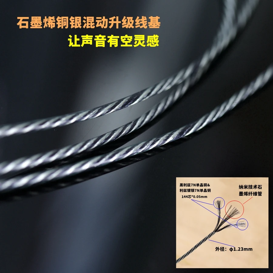 

Graphene-copper-silver hybrid earphone cable base (nanotechnology graphene fiber tube) 144 core*0.05mm 22awg OD:1.23mm