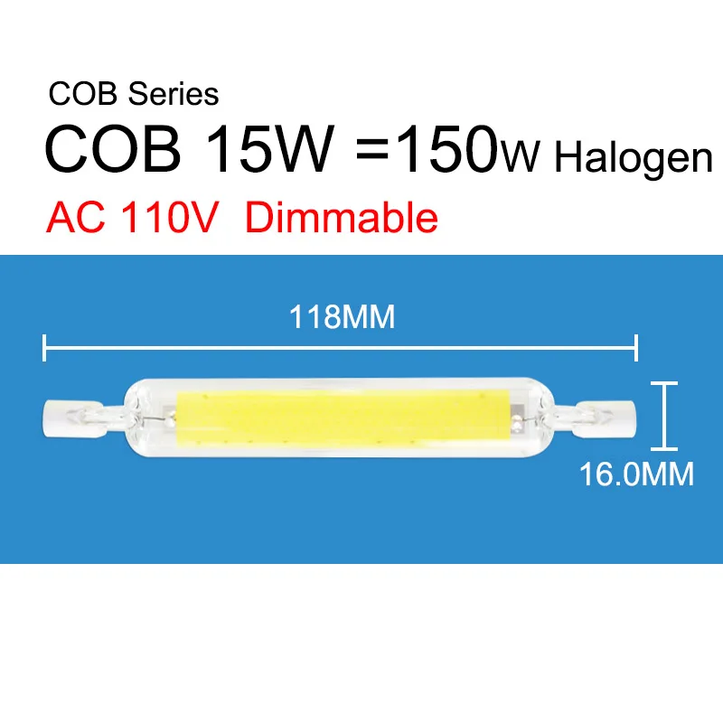 1 шт./5 шт. светодиодный светильник R7s COB AC 220 В 110 В с регулируемой яркостью 78 мм 118 мм 135 мм светодиодный светильник 2835 SMD лампа заменяет галогенный светильник R7S точечный светильник - Испускаемый цвет: COBL 118mm 110V Dim