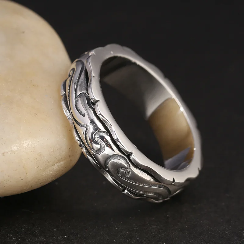 

S925 Sterling Silver Ring Vintage Thai Silver Ornament Xiangyun Flower Ring
