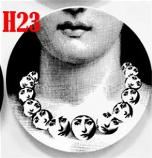23 New Fornasetti Crafts Decoration Ceramic Plates Home Decoration Plate Porcelain Wall Hanging Art Plates 8 Inch Wholesale - Цвет: 23