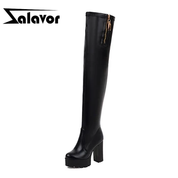 

ZALAVOR Plus Size 33-48 Fashion Sexy Ladies High Quality Long Boots Platform Zipper Over Knee Boots Daily Club Shoes Footwear
