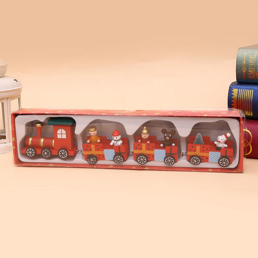 

New Wood Train Christmas Decoration For Children Birthday New Year Gift Home Festival Decor Supplies