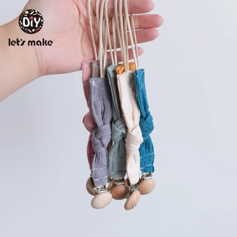 Let's Make Baby Teether Personalized Pacifier Clip Chain Cotton Food Grade Wood Nipple Holder 1PC BPA Free Baby Teething Toys
