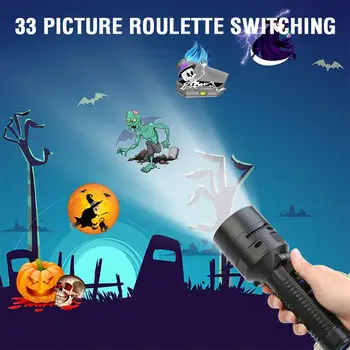 

Projection Lamp 3 Pattern Slides Rechargeable Flashlight Dynamic / Static Pictures Handheld Projector Holiday Decoration