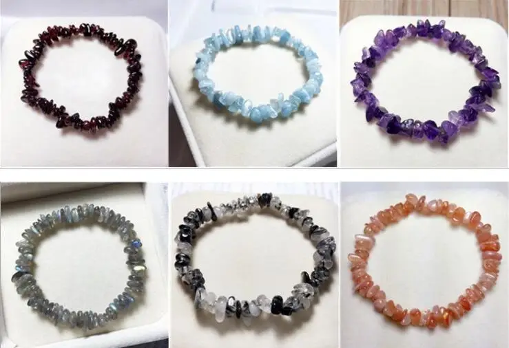 

Explosive MJH Accessories Natural Amethyst Garnet Jasper Broken Stone Bracelet Crystal Strings for Men and Women