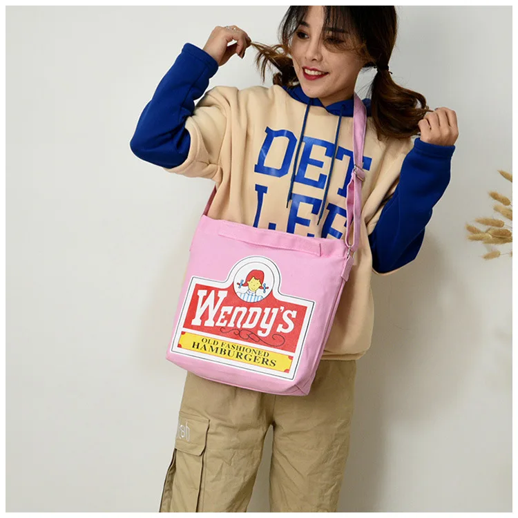 Cross Border for New Style Single-shoulder Canvas Bag Japanese Style Cartoon WOMEN'S Messenger Bag Women's College Student