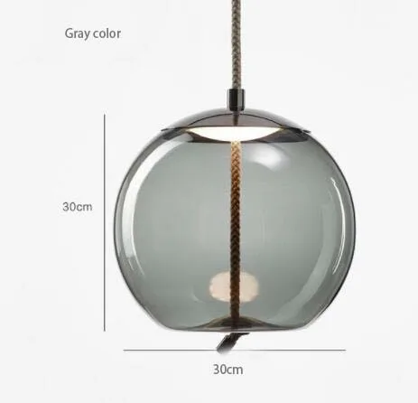 Постмодерн креативный кабинет столовая Ресторан Бар модель прикроватная красивая декоративная простая пеньковая веревка стеклянный светодиодный подвесной светильник - Цвет корпуса: A-gray