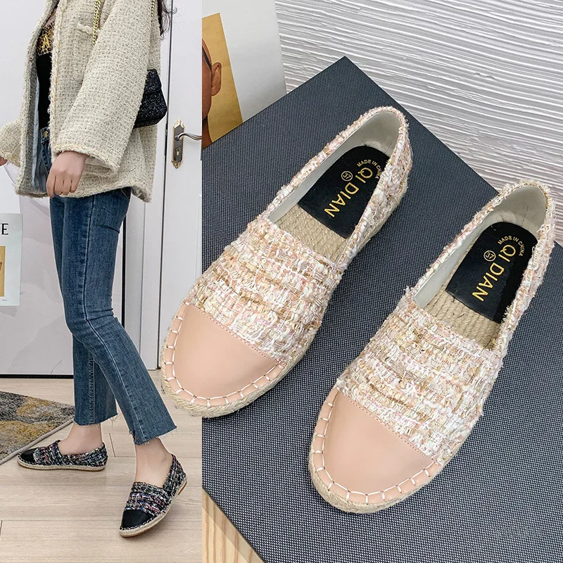 

2020 Famous Brand European Patchwork Espadrilles Shoes Woman Genuine Leather Creepers Flats Ladies Loafers White Leather Loafers